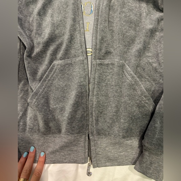 Juicy Couture Gray Velvet Zip Up - Picture 3 of 6
